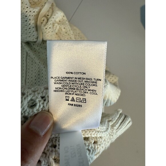 Crochet Boho Duster XS Ivory Womens Festival Hippie Long Cardigan Belted New - Picture 9 of 10